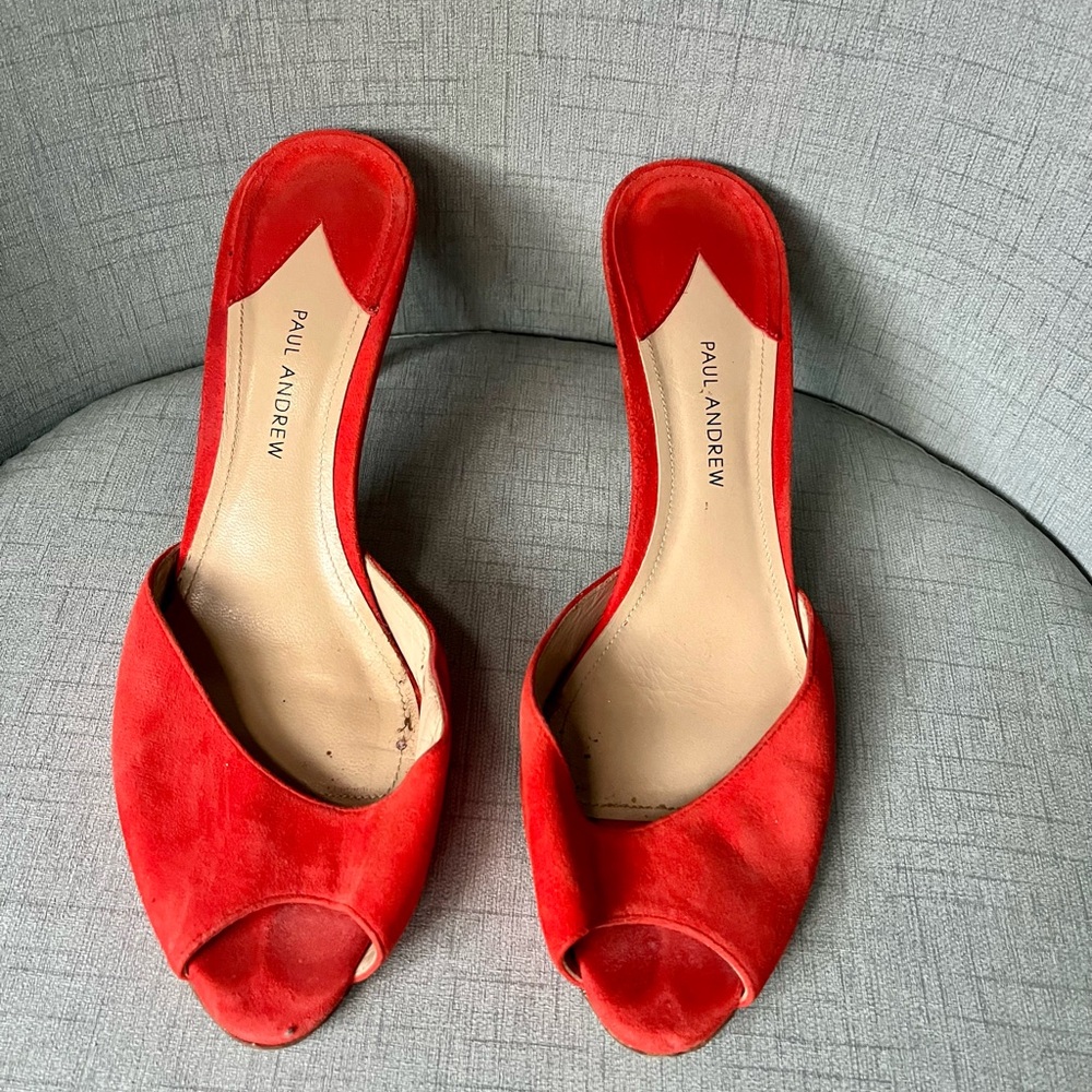 Paul Andrew heels. Warm red color. Size 40. Very good condition.